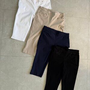 Chico's pedal pushers (4) pair - white, blue, black, beige, size 0.5R (US6)